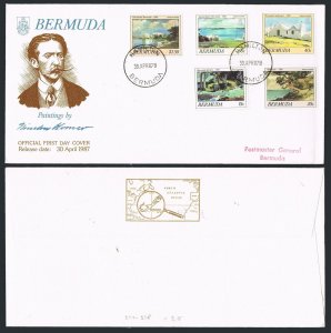 Bermuda 514-518 FDC. Michel 503-507. Paintings-Winslow Homer. Landscapes, 1987.