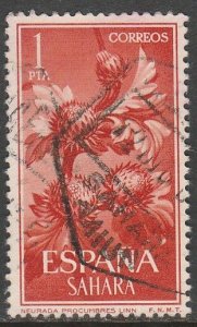 SPANISH SAHARA 121, FLOWERS. USED SINGLE. VF. (882)