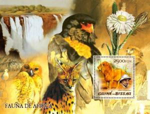 GUINEA BISSAU 2005 SHEET SCHWEITZER WILD CATS WILDLIFE FELINES BIRDS OF PREY