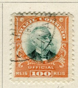 BRAZIL; 1906 early Pena Official issue fine used 100r. value