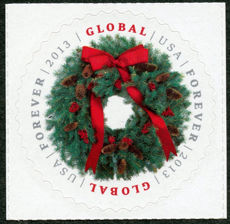 4814  Global Forever Stamp  Christmas Wreath SA, Mint NH OG VF