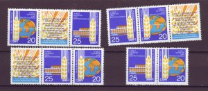 J24888 JLstamps 1970 germany DDR 3 strips/.3 + set mnh #1206-7a grain & globe