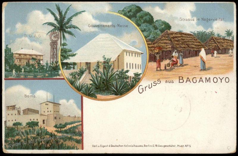 Germany 1899 East Africa DAR-ES -SALAAM DOA Gruss Aus BAGAMOYO Postal Card 85500