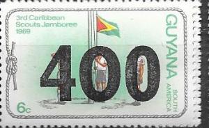 Guyana #404  400c on 6c #95  Scouts  (MNH) CV $4.50