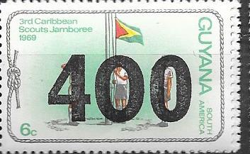 Guyana #404  400c on 6c #95  Scouts  (MNH) CV $4.50