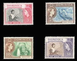 Dominica #157-160 Cat$25.25, 1957 QEII, set of four, never hinged