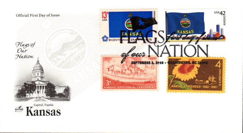 #4292 FOON: Kansas Flag Combo Artcraft FDC