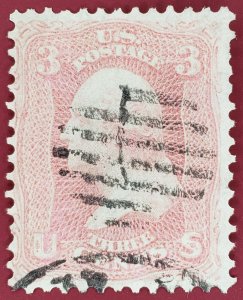United States, Scott #64b (Rose Pink), F used, couple short perfs