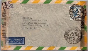 SCHALLSTAMPS BRAZIL 1940-45 POSTAL HISTORY WWII CENSORED AIRMAIL COVER ADDR USA