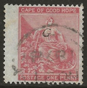 Griqualand West 1878 Hope 1d Rose 'G' Ovpt (t) Scott #93 Fine Used CV $14.50