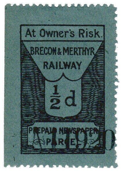 (I.B) Brecon & Merthyr Railway : Prepaid Newspaper Parcel ½d