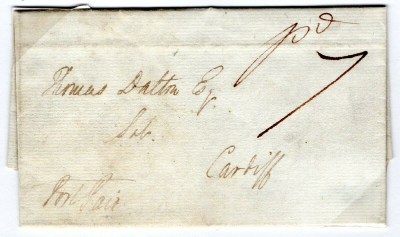 GB Wales Cover *NEATH* UDC Rated *Pd7* Endorsed *Post Paid*Cardiff EL 1832 MZ583