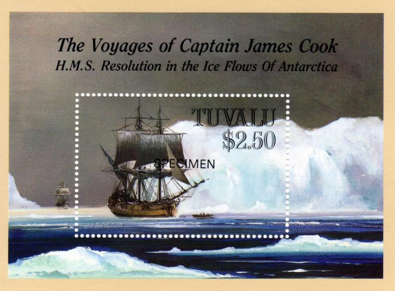 Tuvalu 1988 Voyages Cap.Cook/Ships  S/S Sc# 496 ovpt.Specimen  MNH