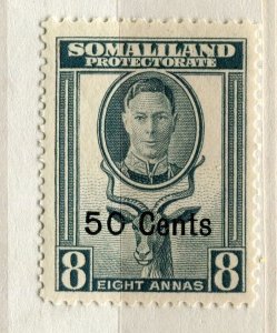 SOMALILAND PROTEC; 1951 early GVI surcharged issue Mint hinged 50c. value