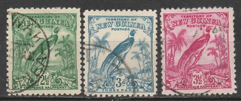 NEW GUINEA 1932 UNDATED BIRD 21/2D 3D AND 31/2D USED