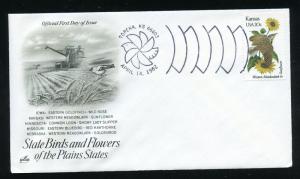 US 1968 State Birds & Flowers - Kansas UA ArtCraft FDC Capital Postmark