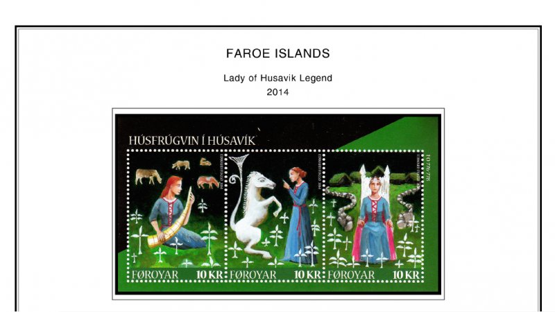 COLOR PRINTED FAROE ISLANDS 2011-2020 STAMP ALBUM PAGES (38 illustrated pages)