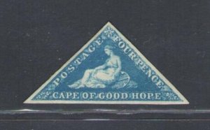 1855-63 Cape of Good Hope, Stanley Gibbons #6, 4d. deep blue white paper MH*