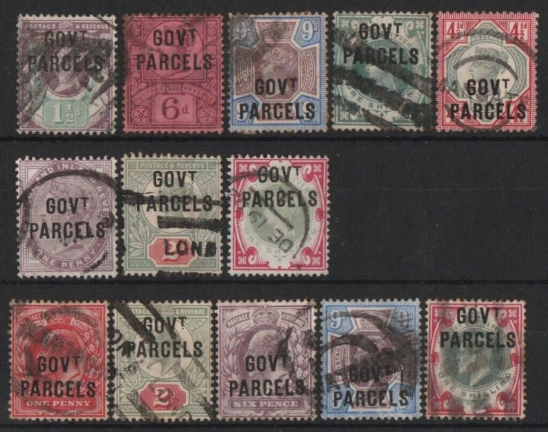 GREAT BRITAIN 1887 - 1902 'GOVT PARCELS' selection. SG O65-72 & O74-78 cat £1747