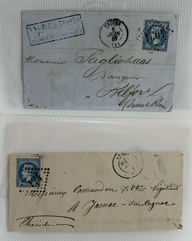 France 1863 /70 bundle of 20c blue perforate Napoleon covers  entires FU Covers