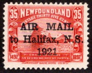 AM4, NSSC, Newfoundland, 35c, AIR MAIL to Halifax, N.S. 1921, MNHOG, F