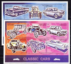 Grenada, Scott cat. 1855-1856. Classic Cars on 2 sheets of 6.