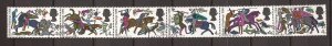 1966 Great Britain -Sc 475a - used VF - Strip of 6 - Battle of Hastings