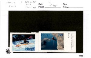 Norway, Postage Stamp, #1294-1295 Mint NH, 2001 Kayak (AC)