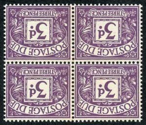 SGD60Wi 3d Postage Dues Block 4 Wmk Crowns Sideways Inverted U/M Cat 340+ pounds