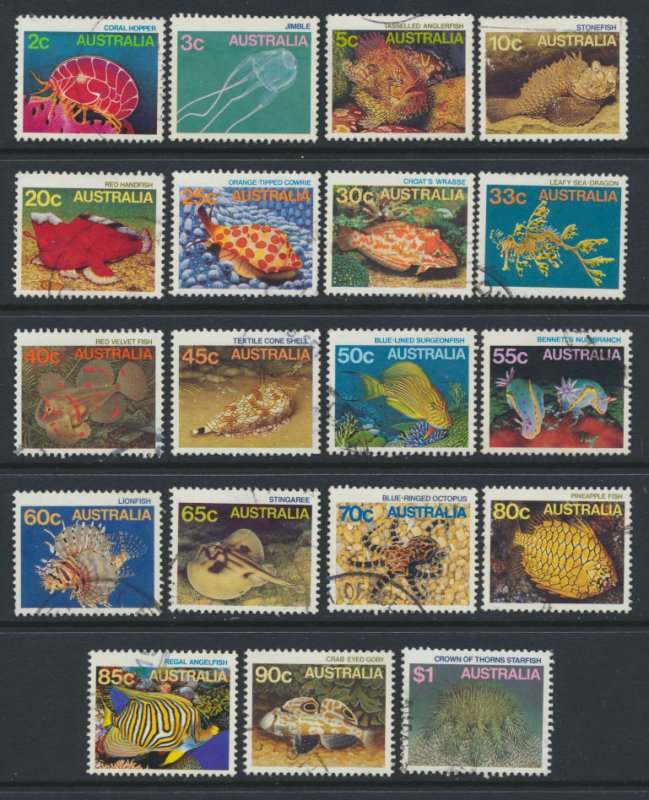 Australia  1984  Marine Life set complete (19) -  Scott 902-920  Fine Used