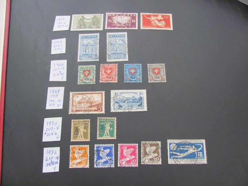 SWITZERLAND 1919-1933 USED  SETS VF/XF $67 (185)