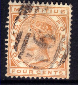 Mauritius 1879 - 80 QV 4ct Orange Used SG 93 ( D207 )