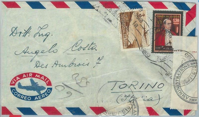 67211 - ECUADOR - Postal History - AIRMAIL COVER to ITALY  1954 - OFFICIAL SEALS