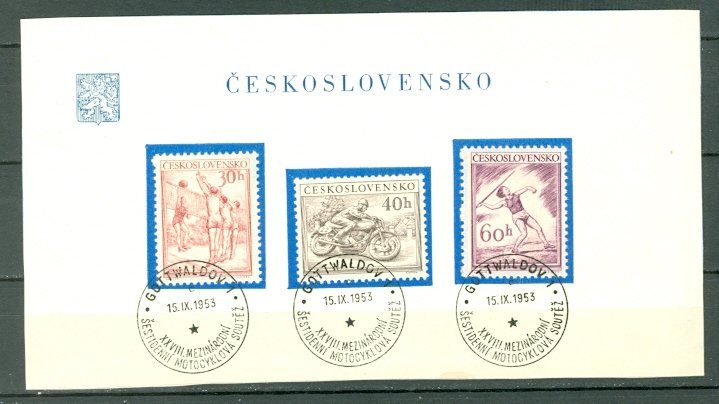 CZECHOSLOVAKIA  1953 #611-613...SET on DAY of ISSUE SHEET..MINT VERY LIGHT H.