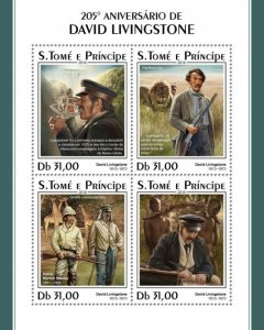 SAO TOME - 2018 - David Livingstone - Perf 4v Sheet - Mint Never Hinged