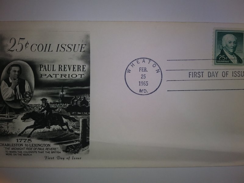 SCOTT #1059A FIRST DAY OF ISSUE COIL PAUL REVERE SINGLE FLEETWOOD CACHET !!