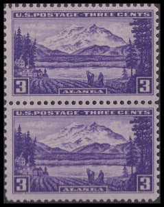 US 800 Territorial Alaska 3c vert pair MNH 1937