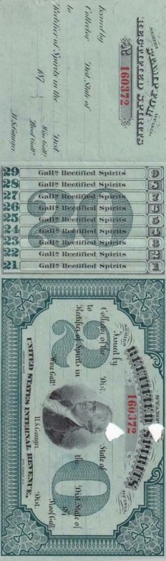 20 Gal. Rectified Spirts, 2nd Series of 1875, Walla #CC23 (Reminder) (44578)