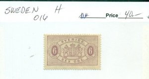 SWEDEN #O16, Mint Hinged, Scott $40.00