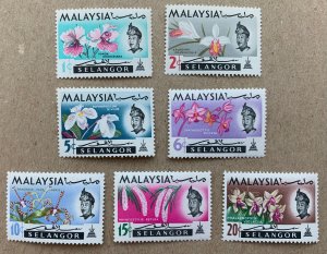 Selangor 1965 Orchid set, MNH. Scott 121-127, CV $5.10. SG 136-142