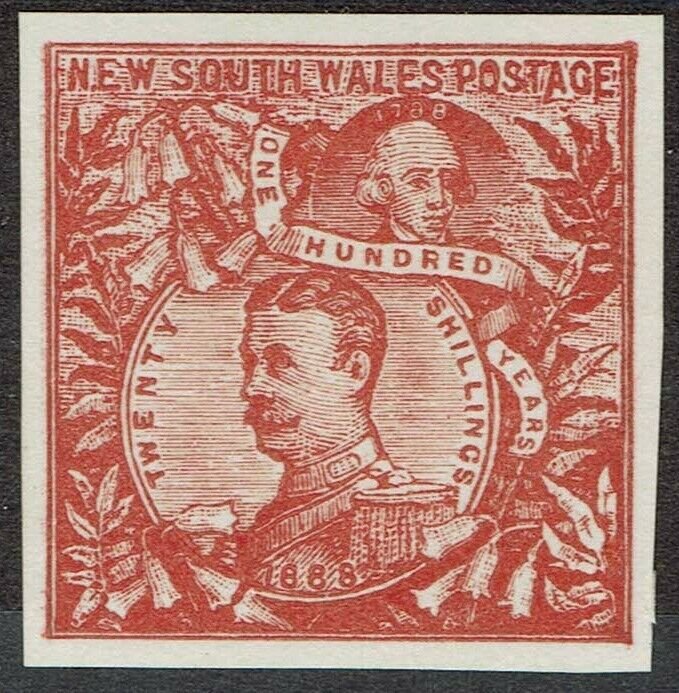 NEW SOUTH WALES 1888 CARRINGTON 20/- IMPERF PROOF 