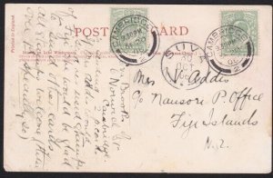 GB 1906 postcard Cambridge to Fiji with Suva arrival cds...................B3165