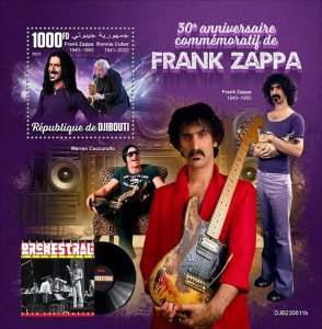 DJIBUTI - 2023 - Frank Zappa - Perf Souv Sheet - Mint Never Hinged