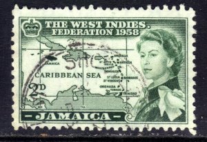 Jamaica 1958 QE2 2d Caribbean Federation Used SG 175 ( E1045 )