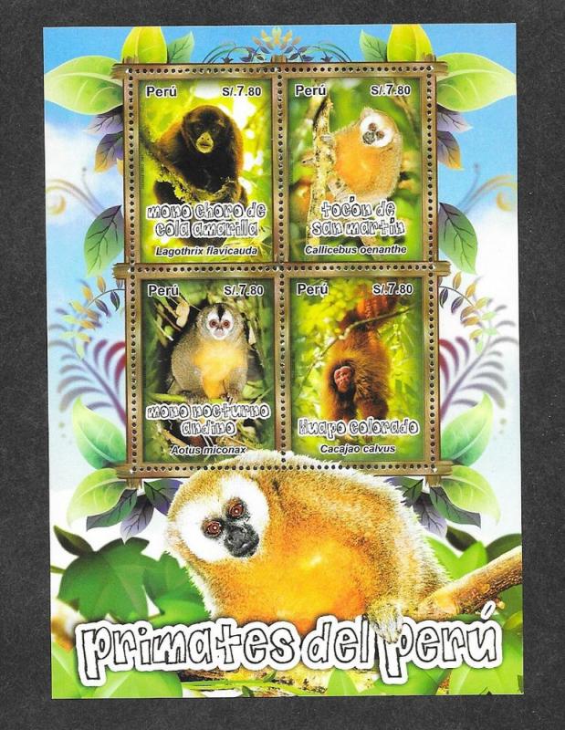 Peru 1795 Mint NH Souvenir Sheet Primates!