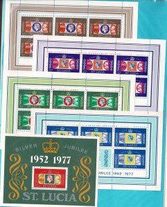 St. Lucia #414-8 MNH Queen sheets & SS