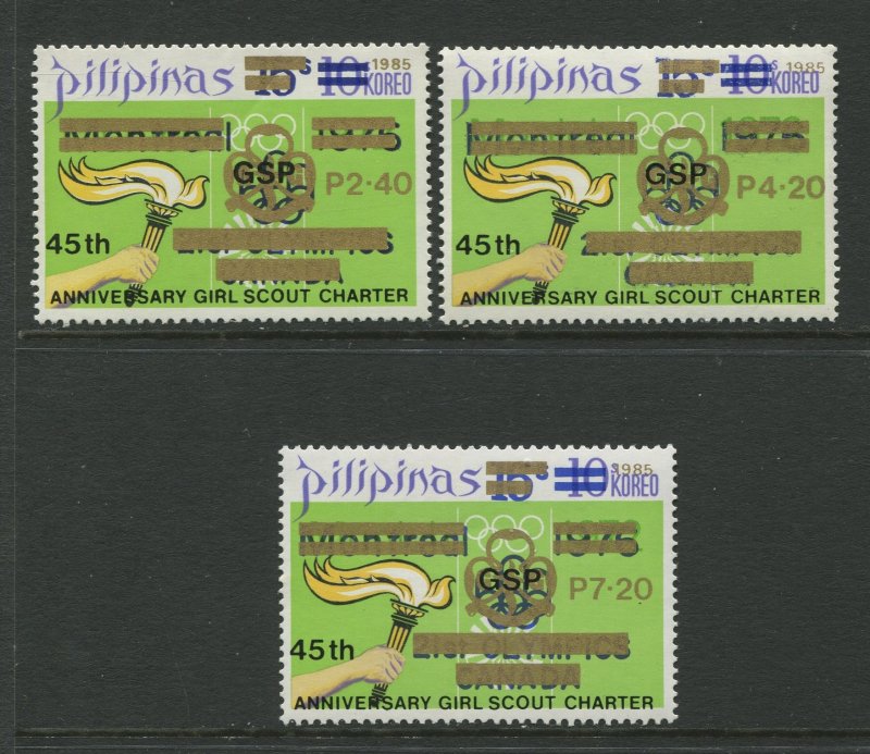 STAMP STATION PERTH Philippines #1758-1760 Scout Surcharge Gold MNH Set of 3
