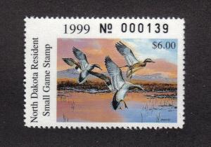 ND18 North Dakota State Duck Stamp. MNH. 1999.  Single