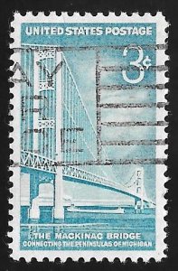 1109 3 cents Mackinac Bridge (1958) Stamp used EGRADED VF 84