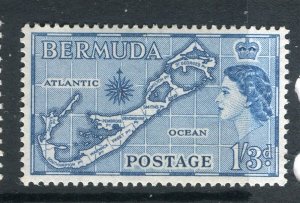 BERMUDA; 1950s early QEII issue Mint hinged 1s. 3d. value